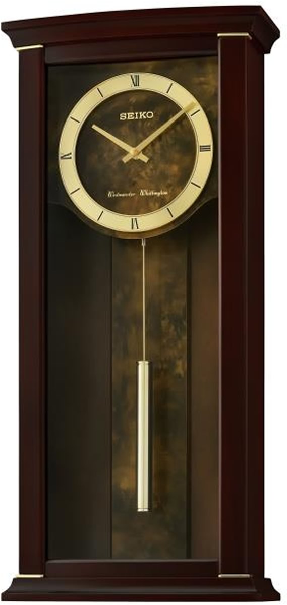 Seiko Clocks Wall with Pendulum and Chime Clock QXH067BLH