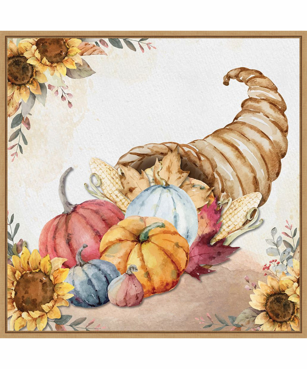 Framed Harvest Cornucopia by Art Nd Canvas Wall Art Print (30 W x 30 H), Sylvie Maple Frame