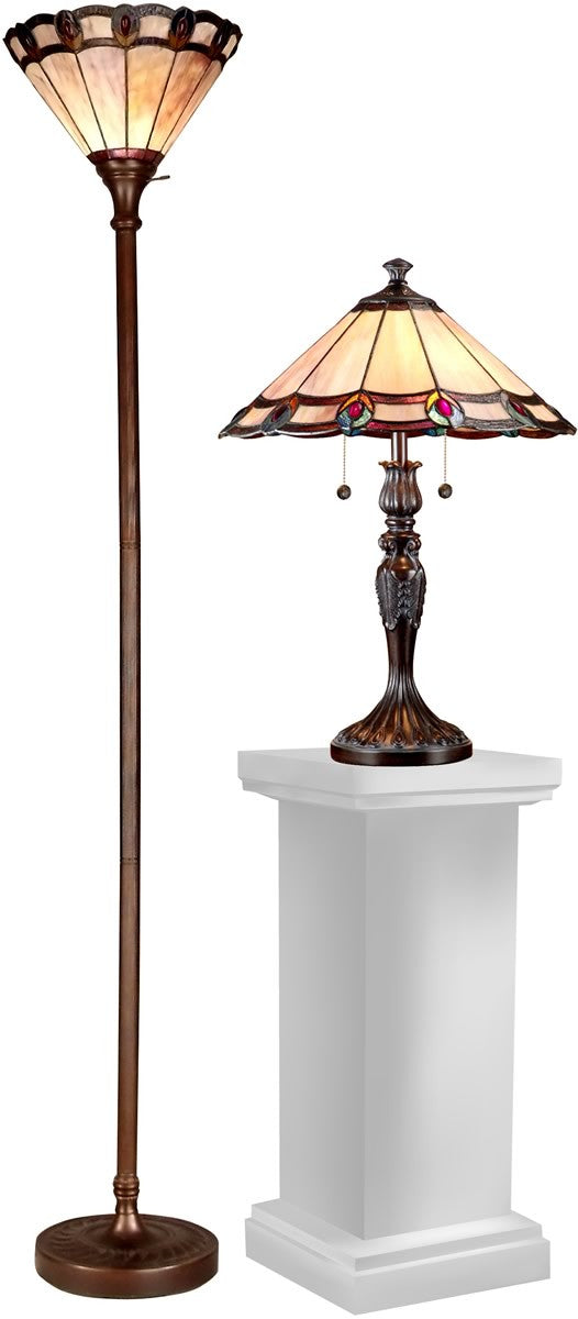 Save On Dale Tiffany Peacock Tiffany Lamp Set Antique Bronze