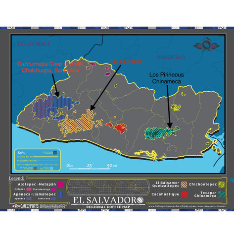 Cafe Imports coffee map of El Salvador