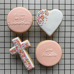 CUSTOM CHRISTENING COOKIES- WILL YOU BE MY GODMOTHER?