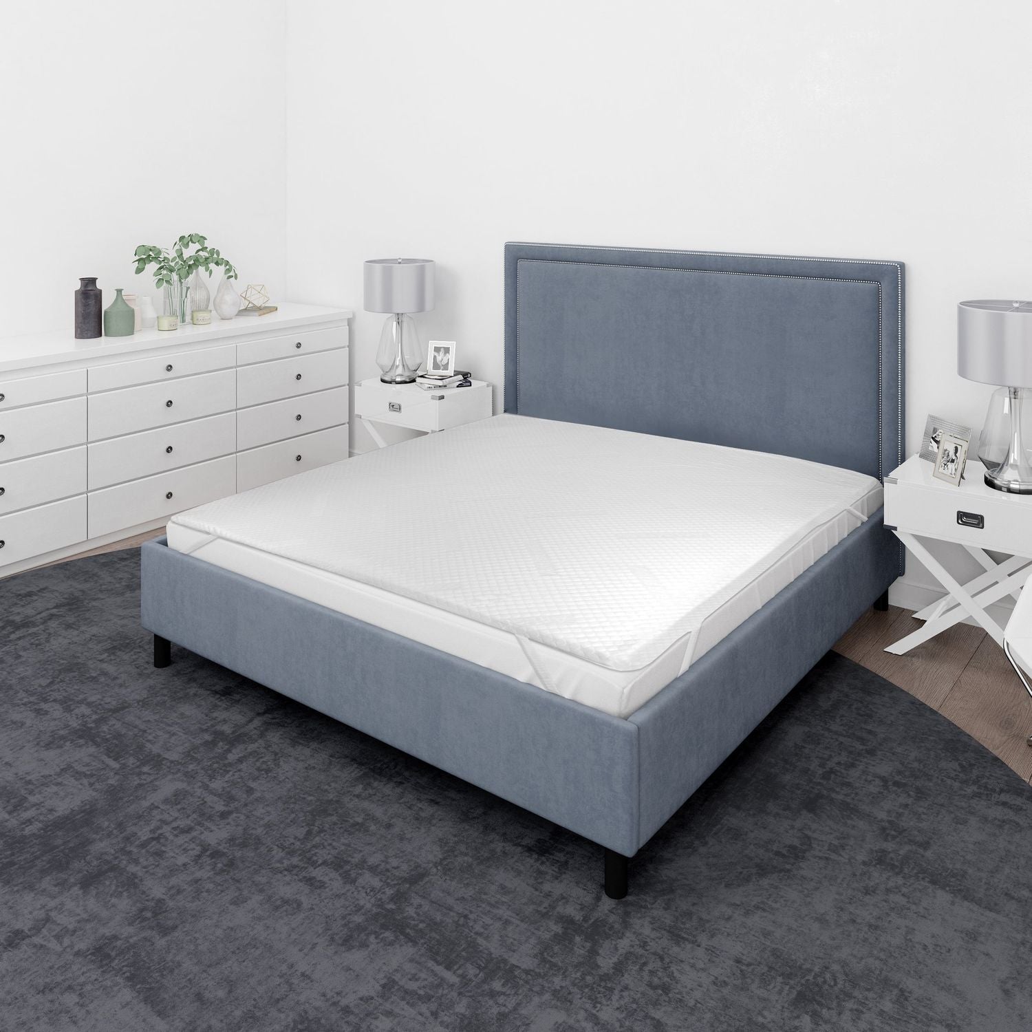 FIXOMED - Topper con elastici per letto matrimoniale - 160x190 cm