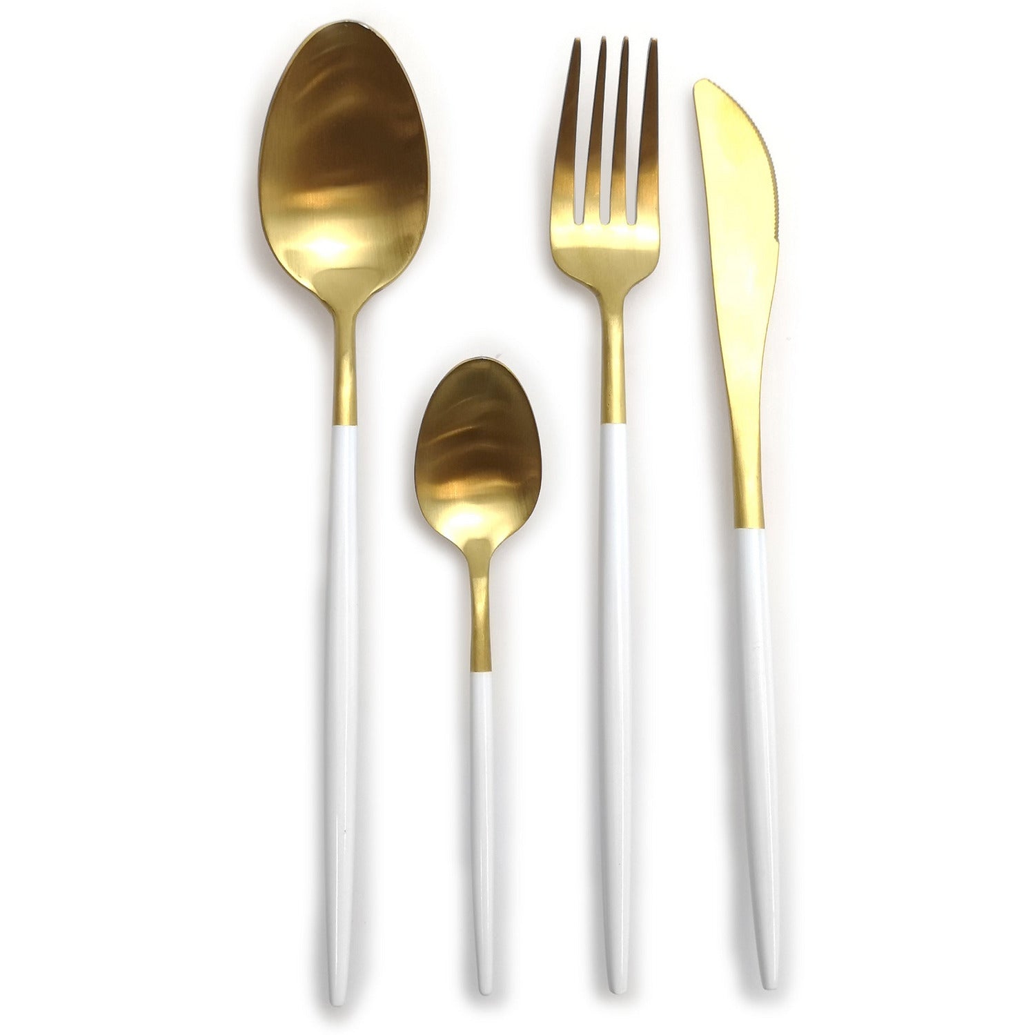 GUSTO CASA - Servizio posate in acciaio inox 24 pezzi Makeda Gold & Wh –  Shop On Line Happy Casa Store