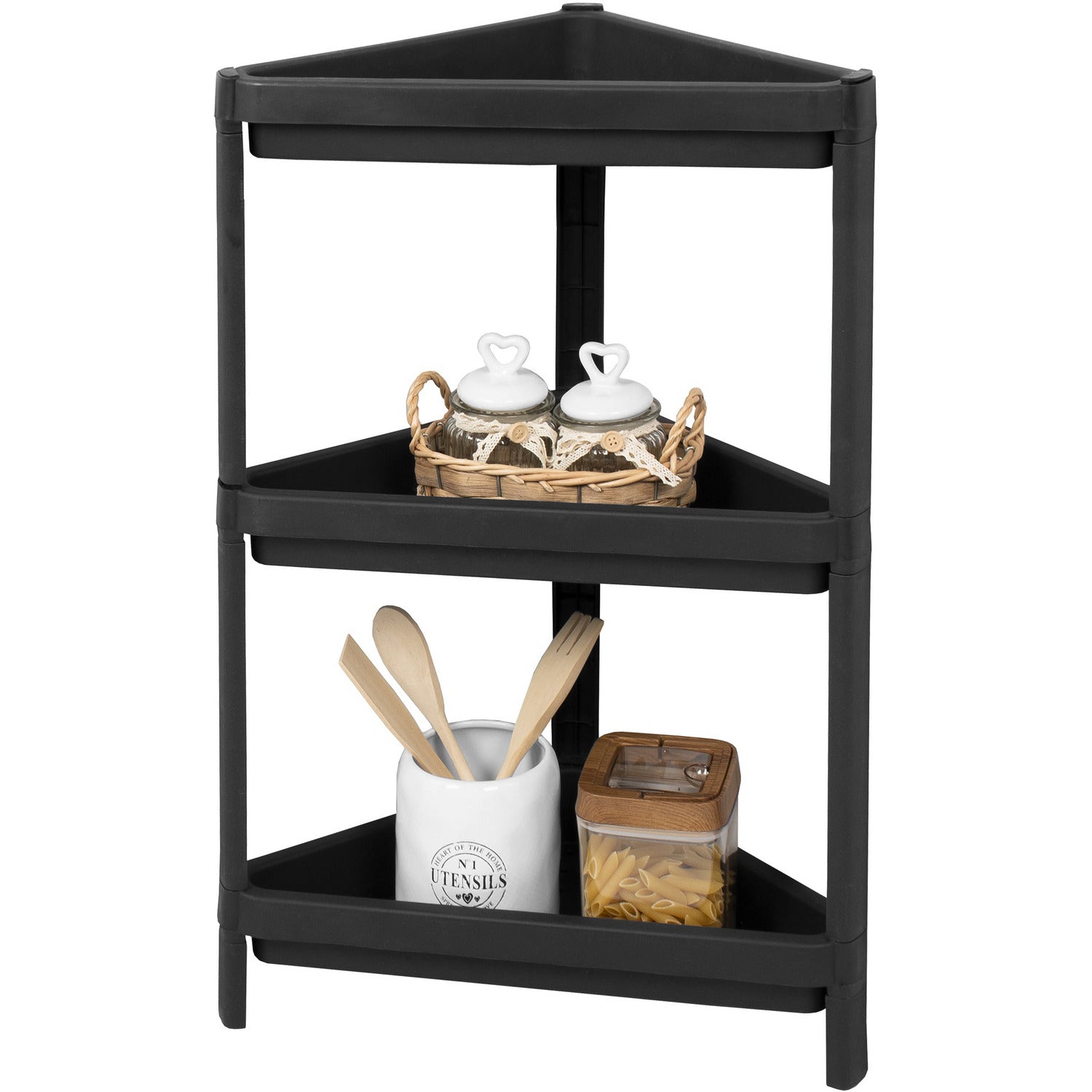 VESTIAMO CASA - Scaffale angolare multiuso 3 ripiani colore nero Jaxso –  Shop On Line Happy Casa Store