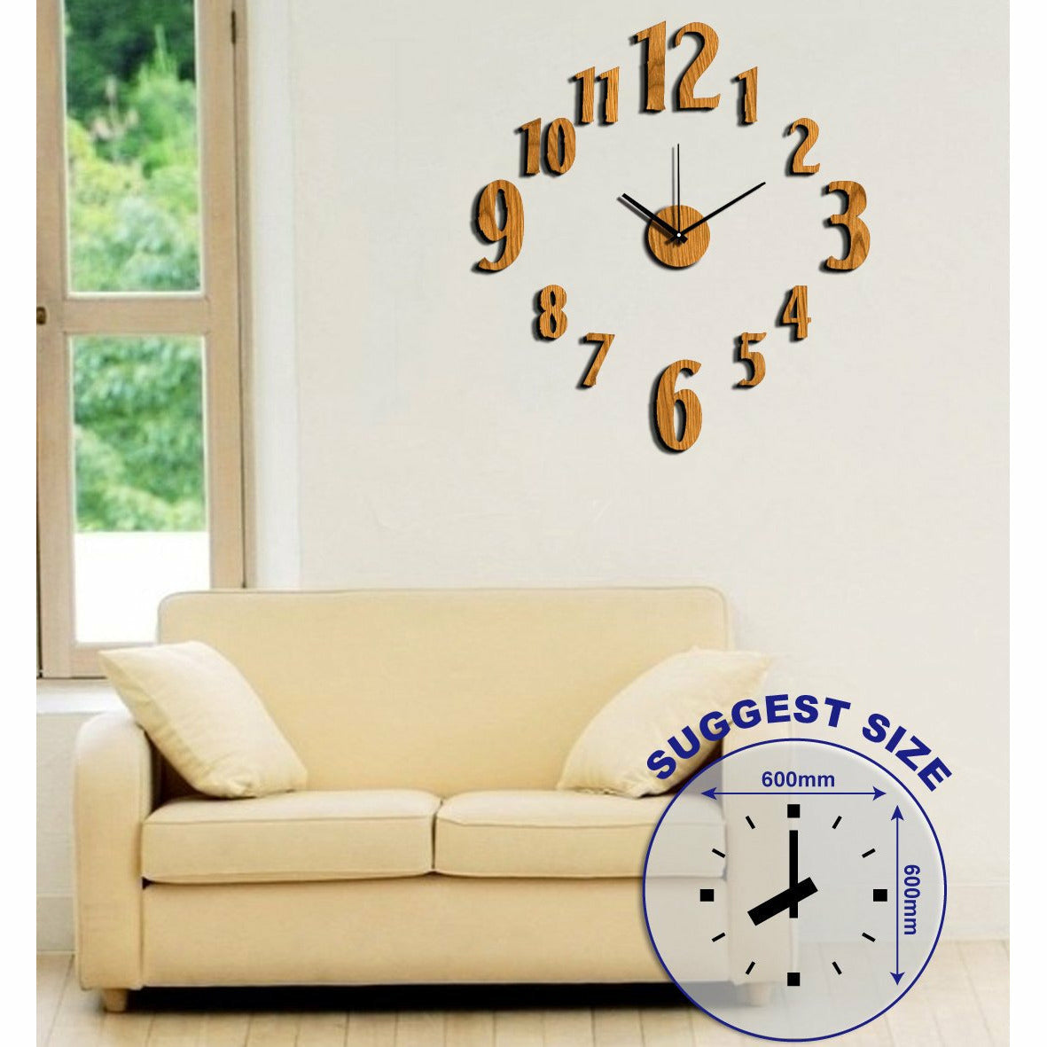 DICTROLUX - Orologio da parete adesivo effetto legno chiaro - 60x60 cm –  Shop On Line Happy Casa Store