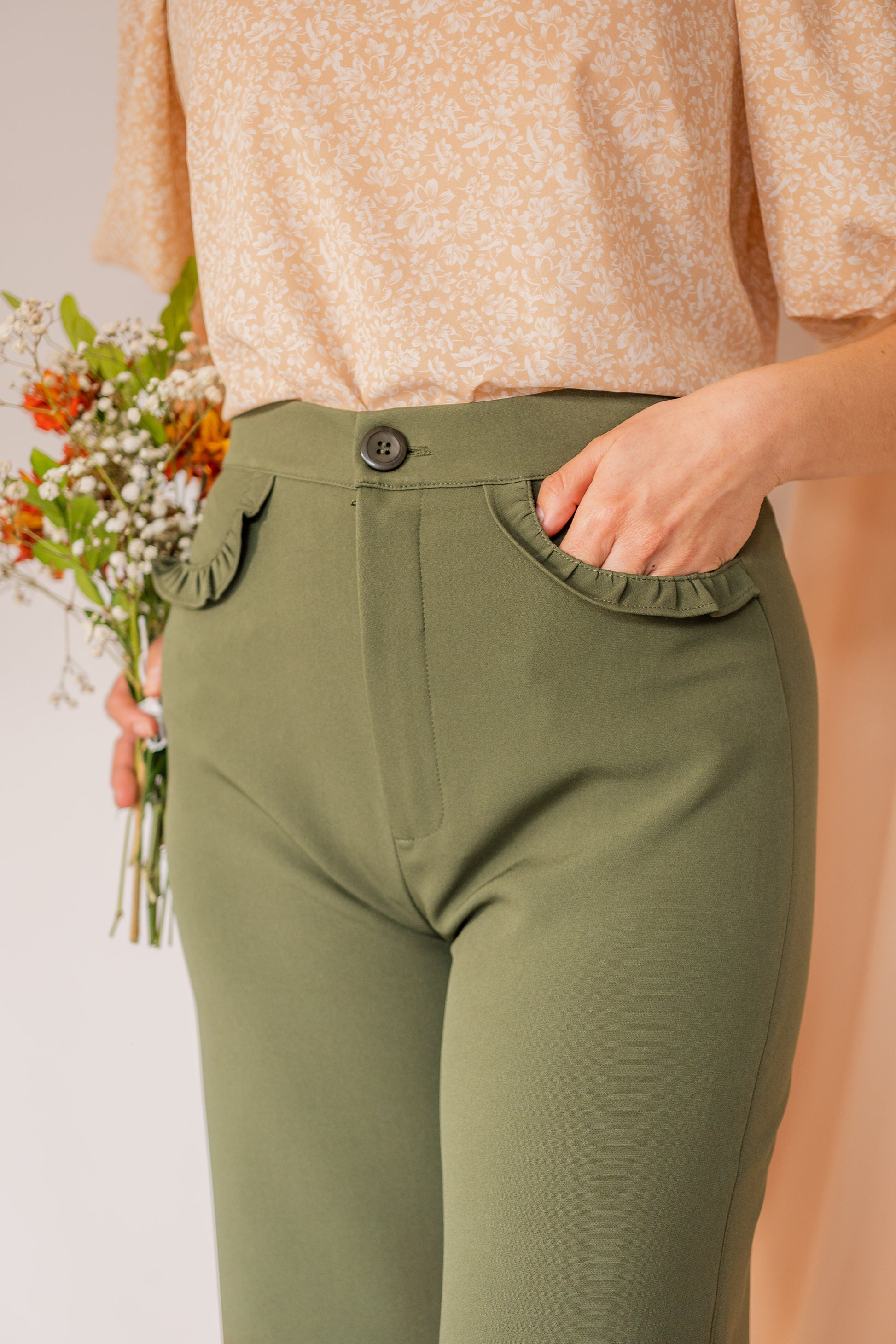 Pantalón Wide Leg Astromelia - Verde Militar – Flora