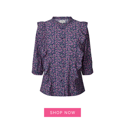 purple floral shirt