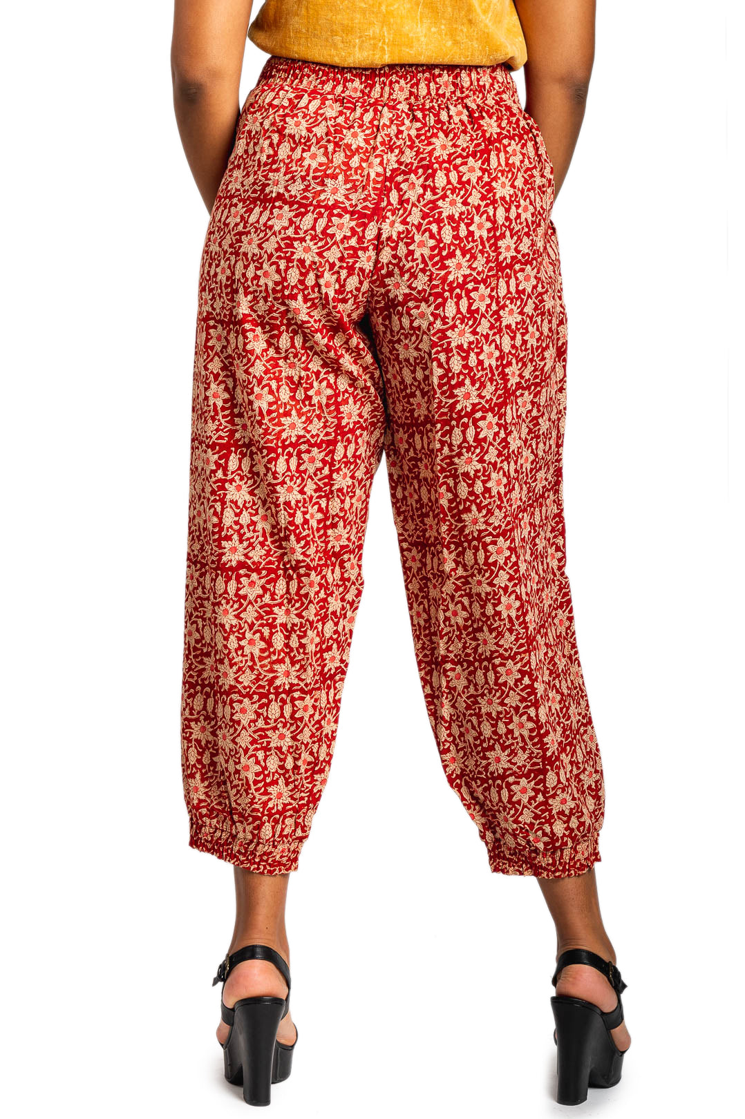 Cotton Block Flower Print Pants Clothing Ishka