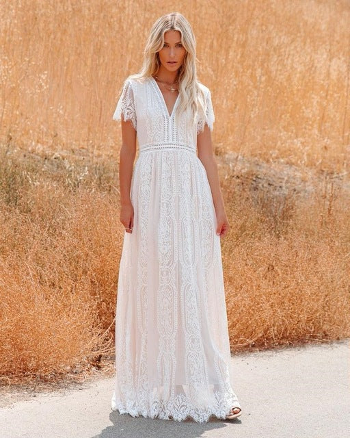 fill your heart lace maxi dress cream