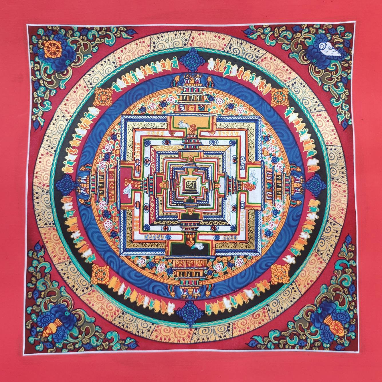 Original Genuine Hand Painted Tibetan Mantra Om Compassion Kalachakra |  ISHKA