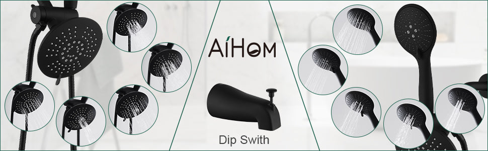 AIHOM Black Dual Shower Head Faucet