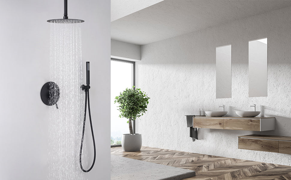 Matte Black Ceiling Mount Shower Faucet