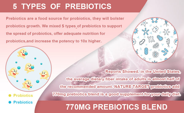 NATURE TARGET Probiotic contains 5 types of PREBIOTICS