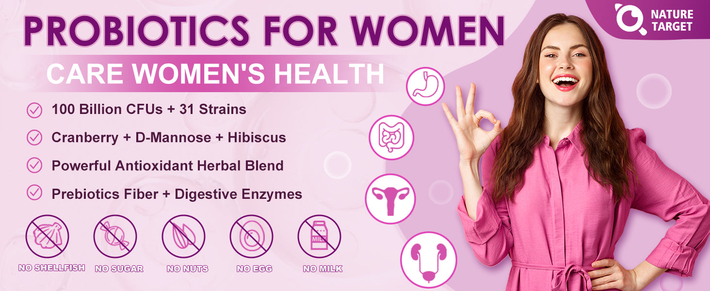 Probiotics for Women Health, with Digestive Enzymes & Prebiotics