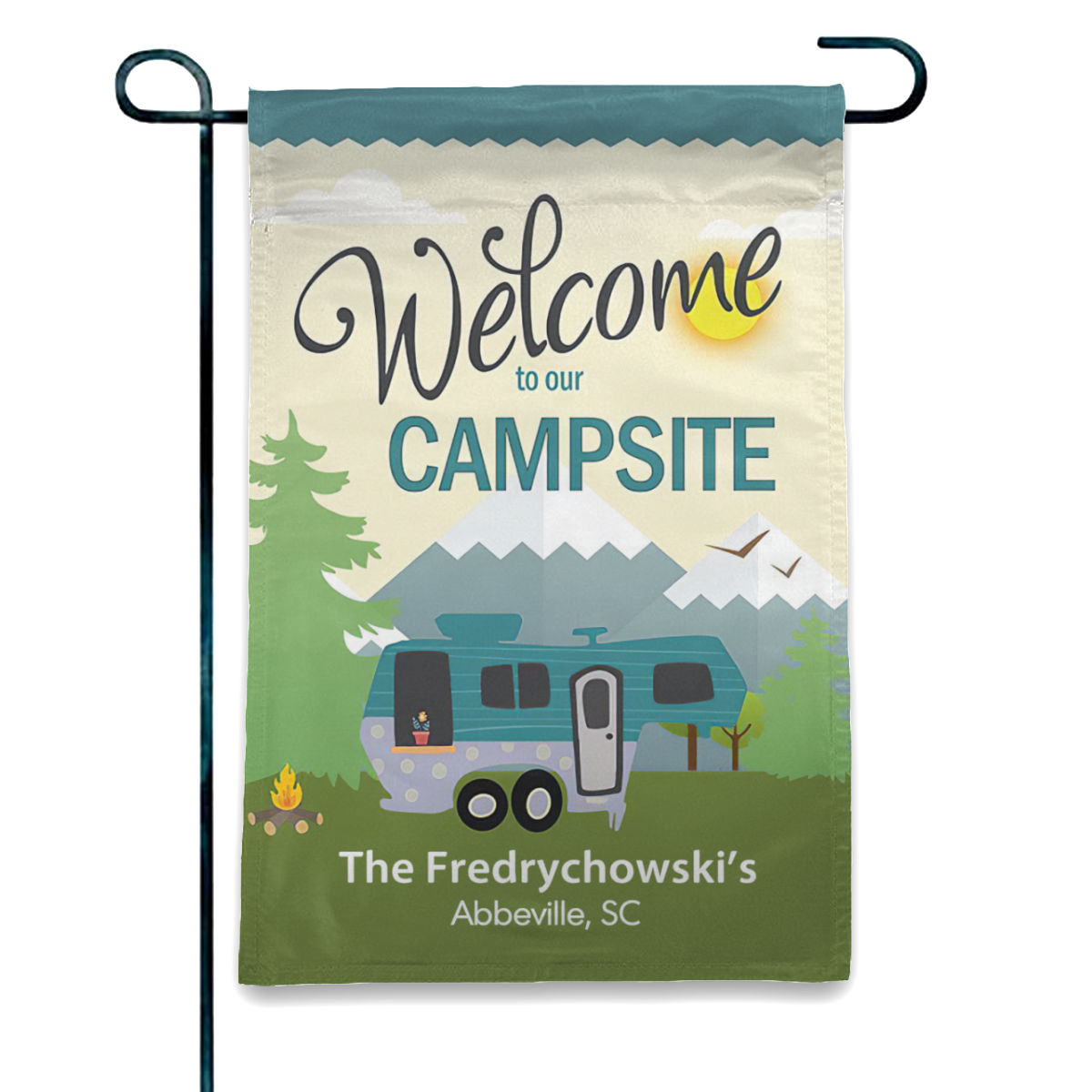 Personalized RV Camping Outdoor Flag “Welcome To Our Campsite” No.8FB8 ...