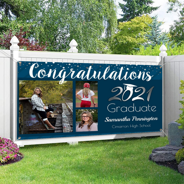 Personalized Name/Photo, Graduation Class of 2021 Photo Collage Banner ...