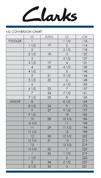 clarks toddler size chart
