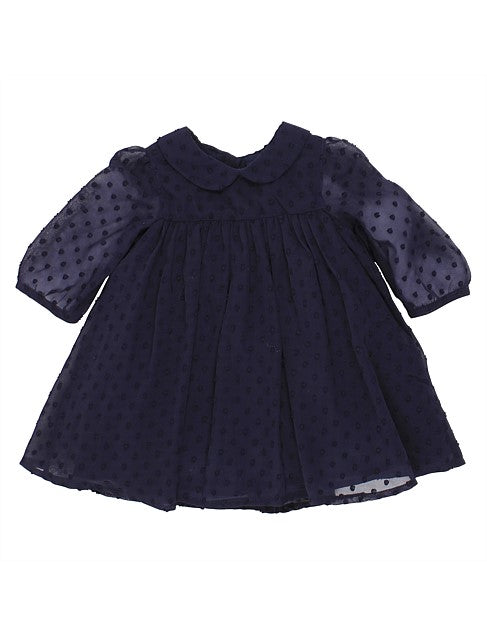 Bebe Dobby Navy Chiffon Dress Sweet Thing Baby Childrens Wear