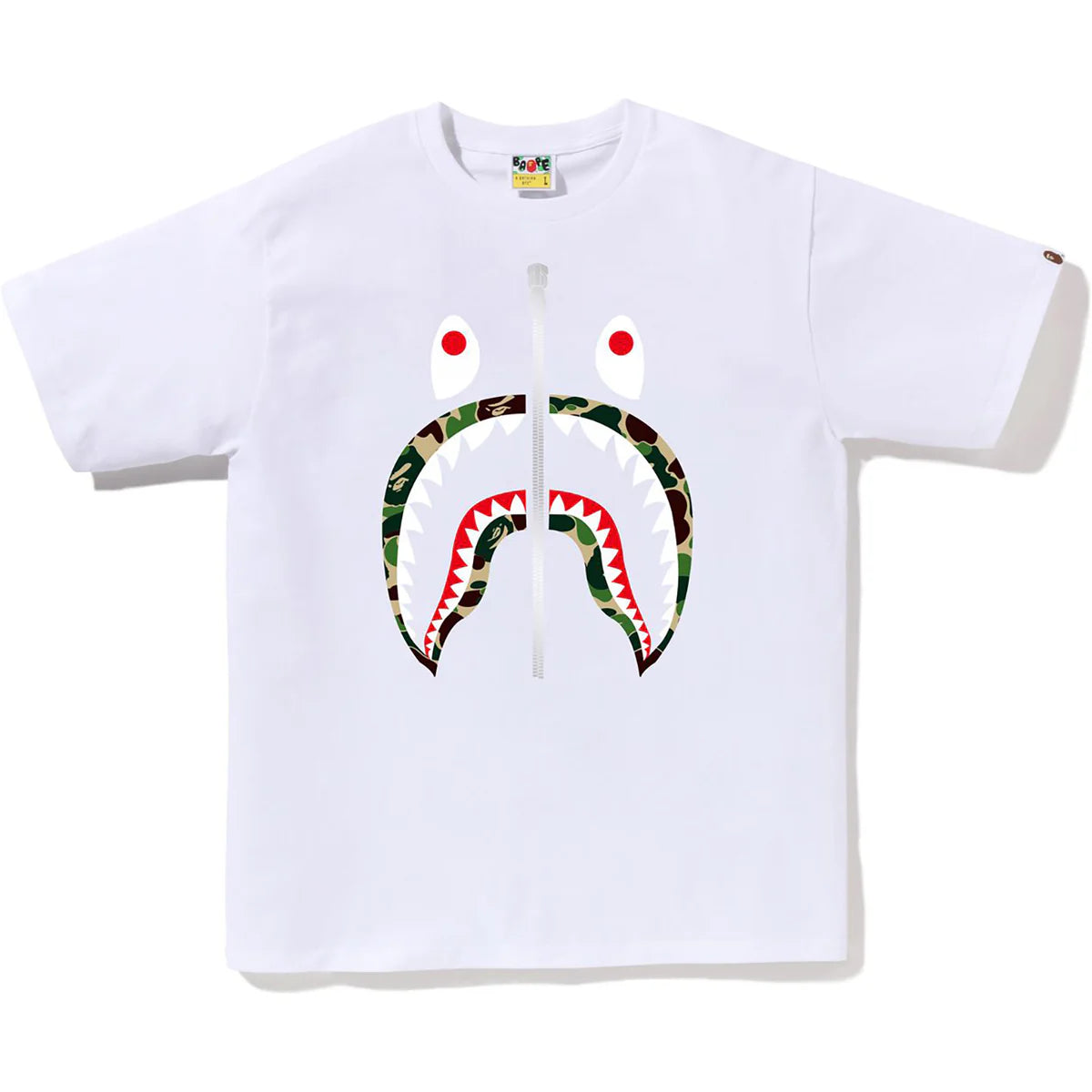 BAPE ABC Camo Shark Tee White/Green/Silver