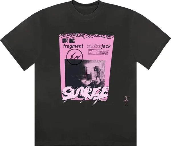 Travis Scott Cactus Jack For Fragment Pink Sunrise T-shirt Washed Black