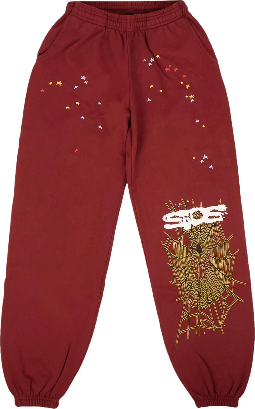 SP5DER LOGO SWEATPANTS MAROON