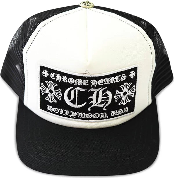 Chrome Hearts CH Hollywood Trucker Hat Black/White