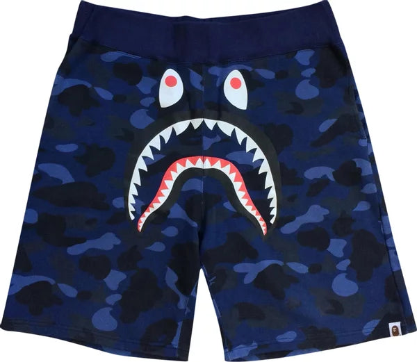 BAPE Color Camo Shark Sweat Shorts Navy