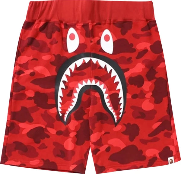 BAPE Color Camo Shark Sweat Shorts Red Home
