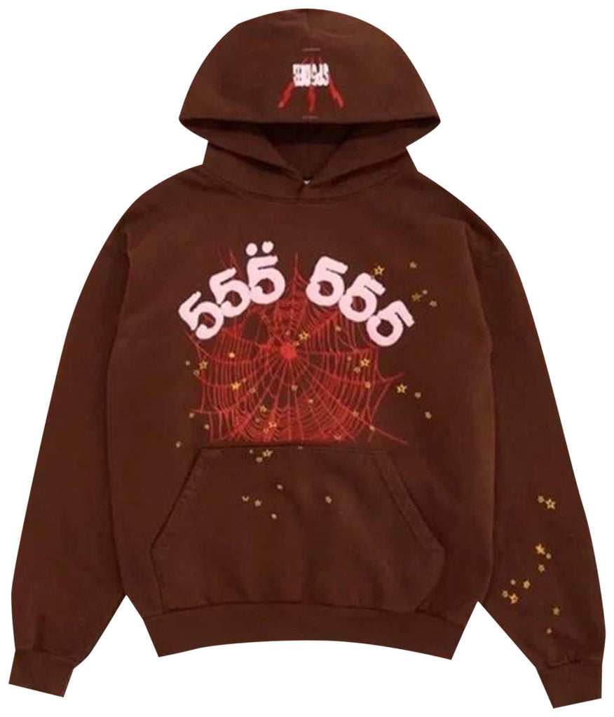 Sp5der Angel Number Hoodie BrownSp5der Angel Number Hoodie Brown