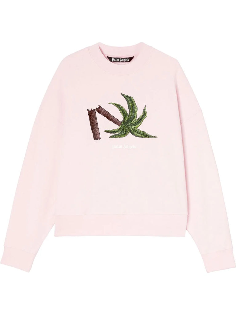 Palm Angels Broken Palm Print Crewneck Pink