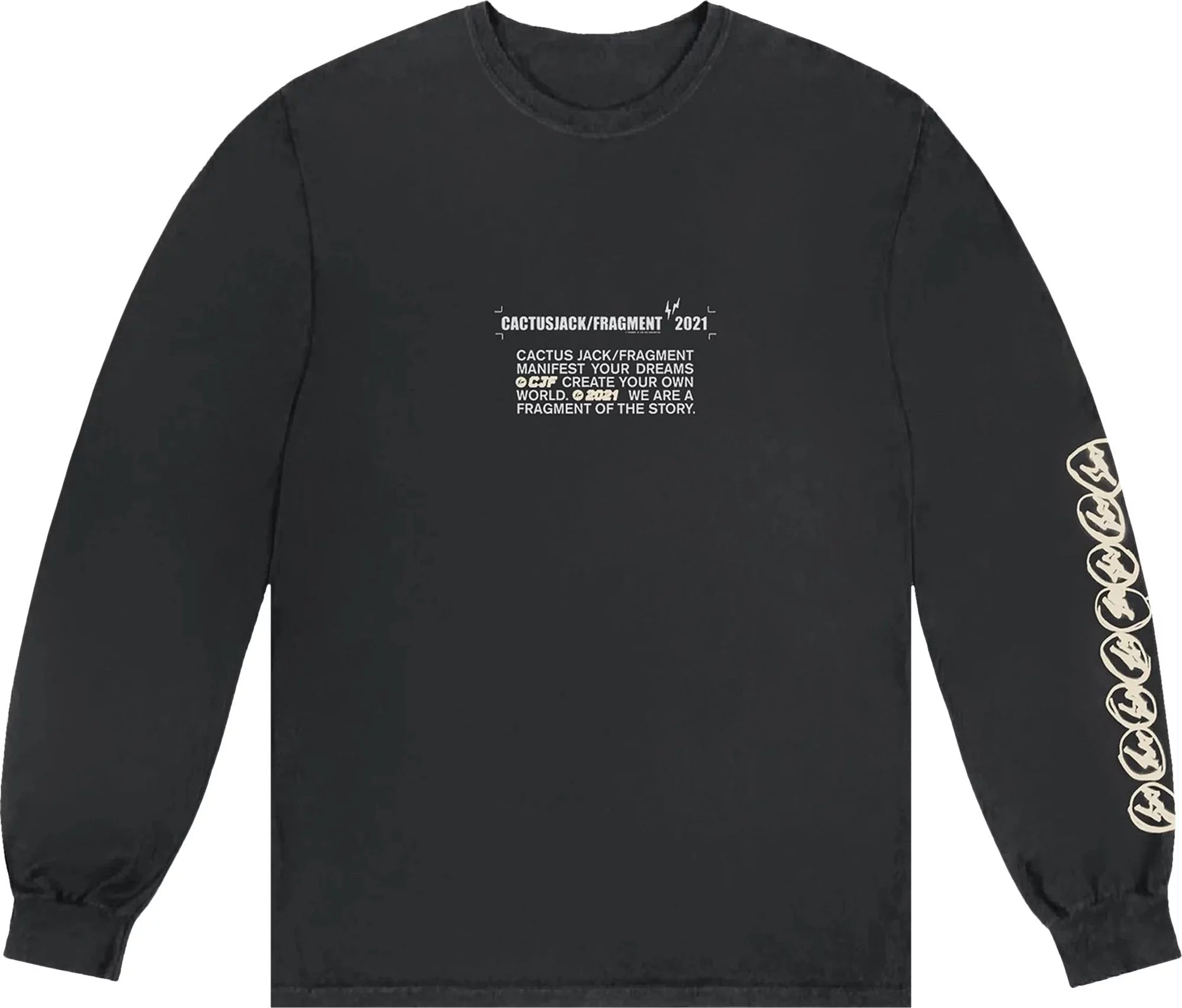 Travis Scott Cactus Jack For Fragment Logo L/S T-shirt Washed Black