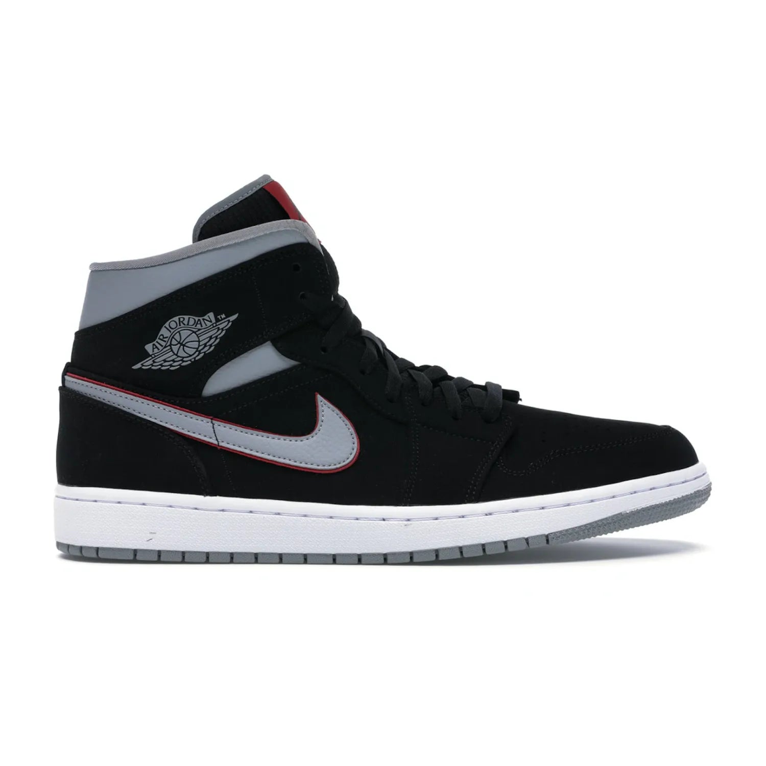 Jordan 1 Mid Black Particle Grey Gym Red