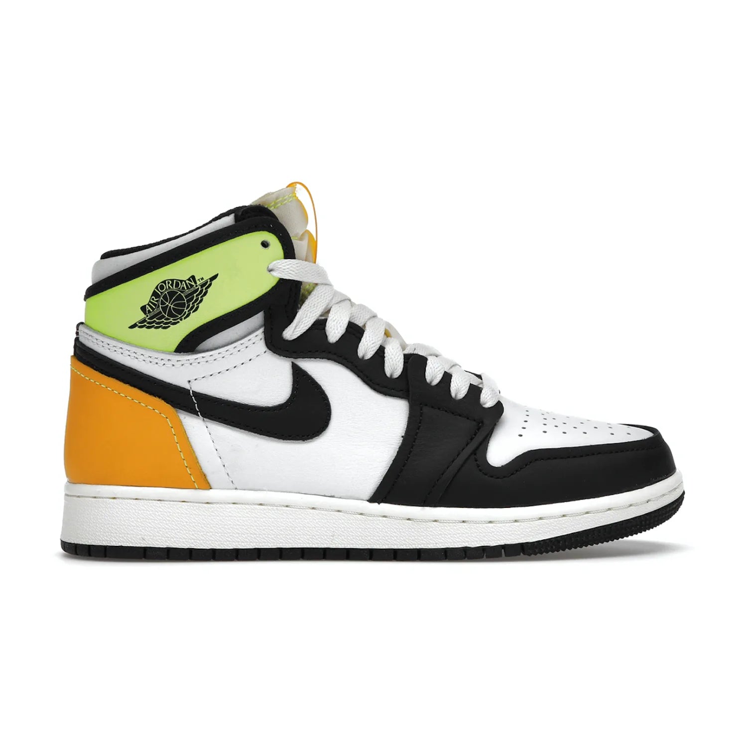 Jordan 1 Retro High White Black Volt University Gold (GS)