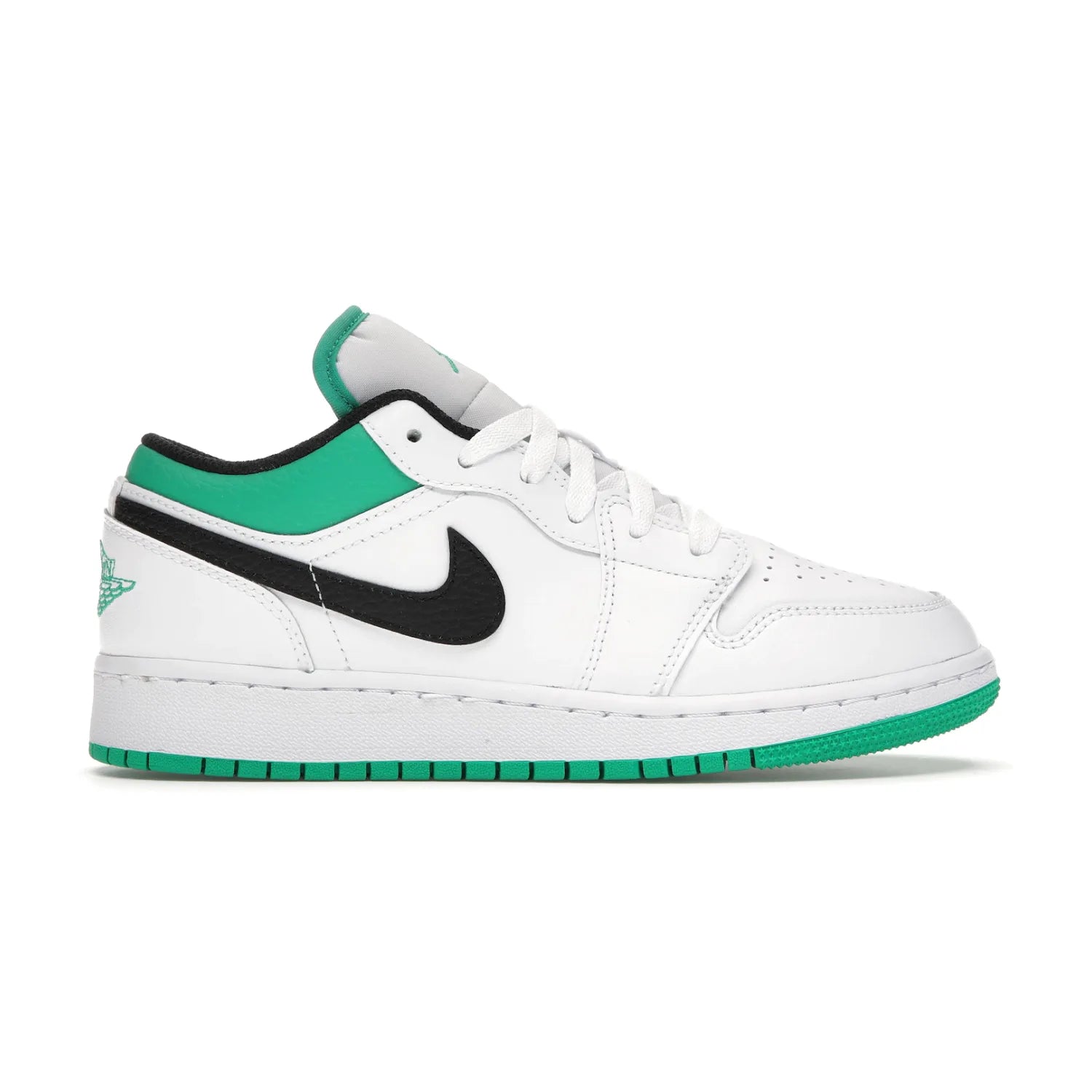 Jordan 1 Low White Lucky Green Tumbled Leather (GS)