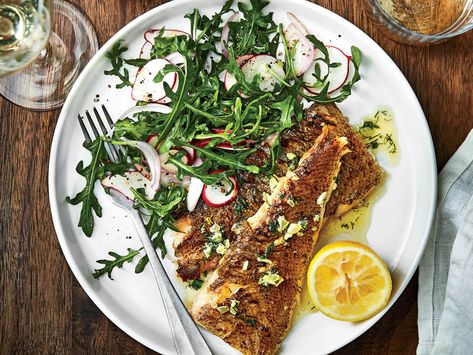 grilled whole turbot fish with whole lemon butter herb