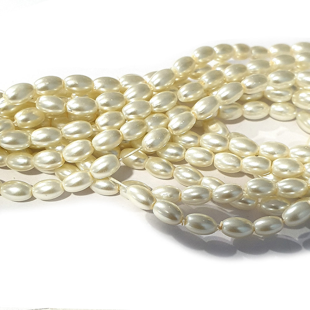 Bulk Lot 500 Beads in Size 5x3mm Off White Cream Oval Glass Pearl Bead – Madeinindia