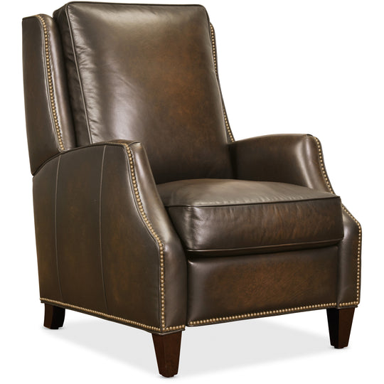 Armen Living Montague Dual Power Headrest and Lumbar Support Recliner Chair in Genuine Brown Leather