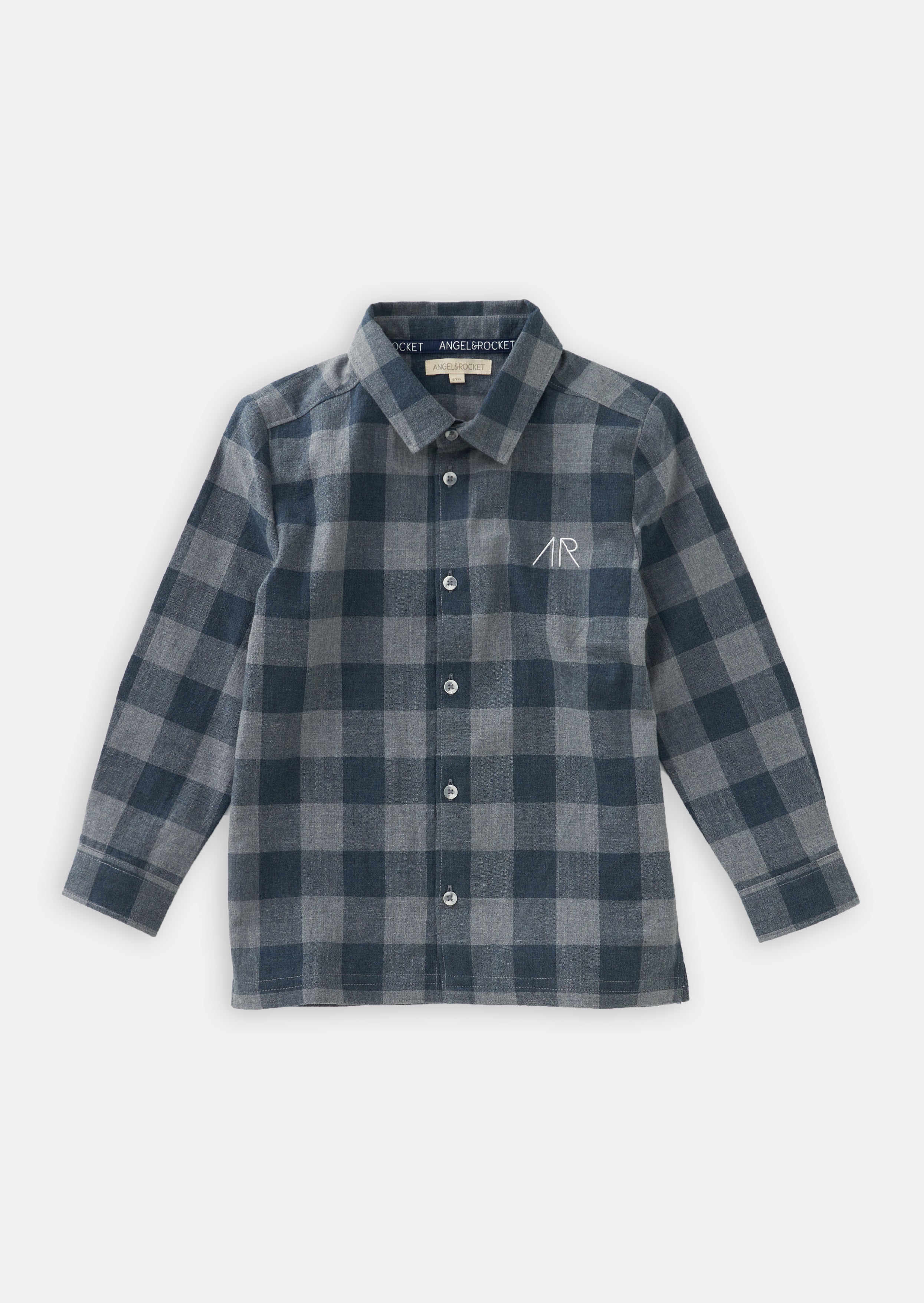 Boys Checked Full Sleeve Cotton Navy Shirt