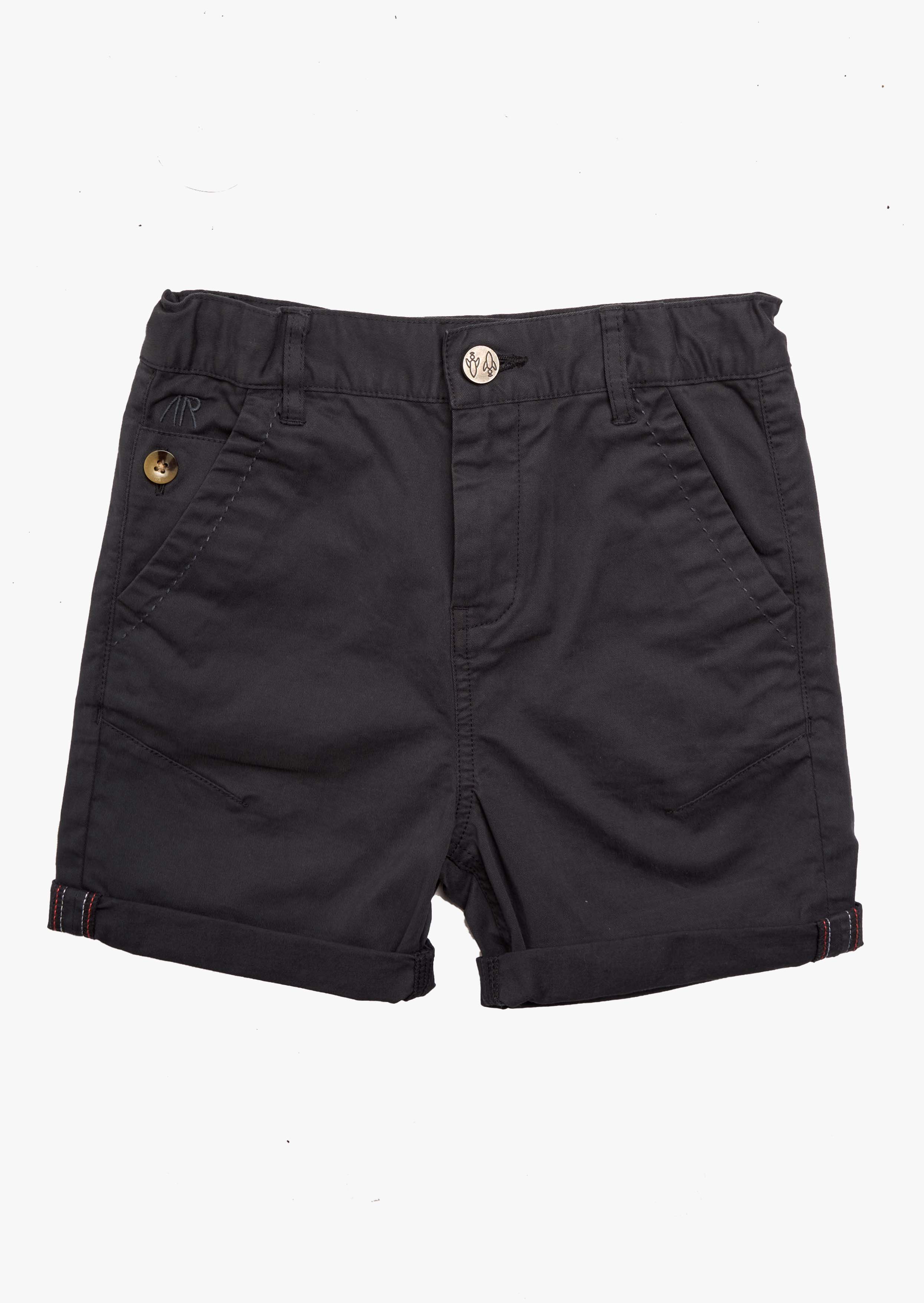 Boys Cotton Solid Navy Shorts