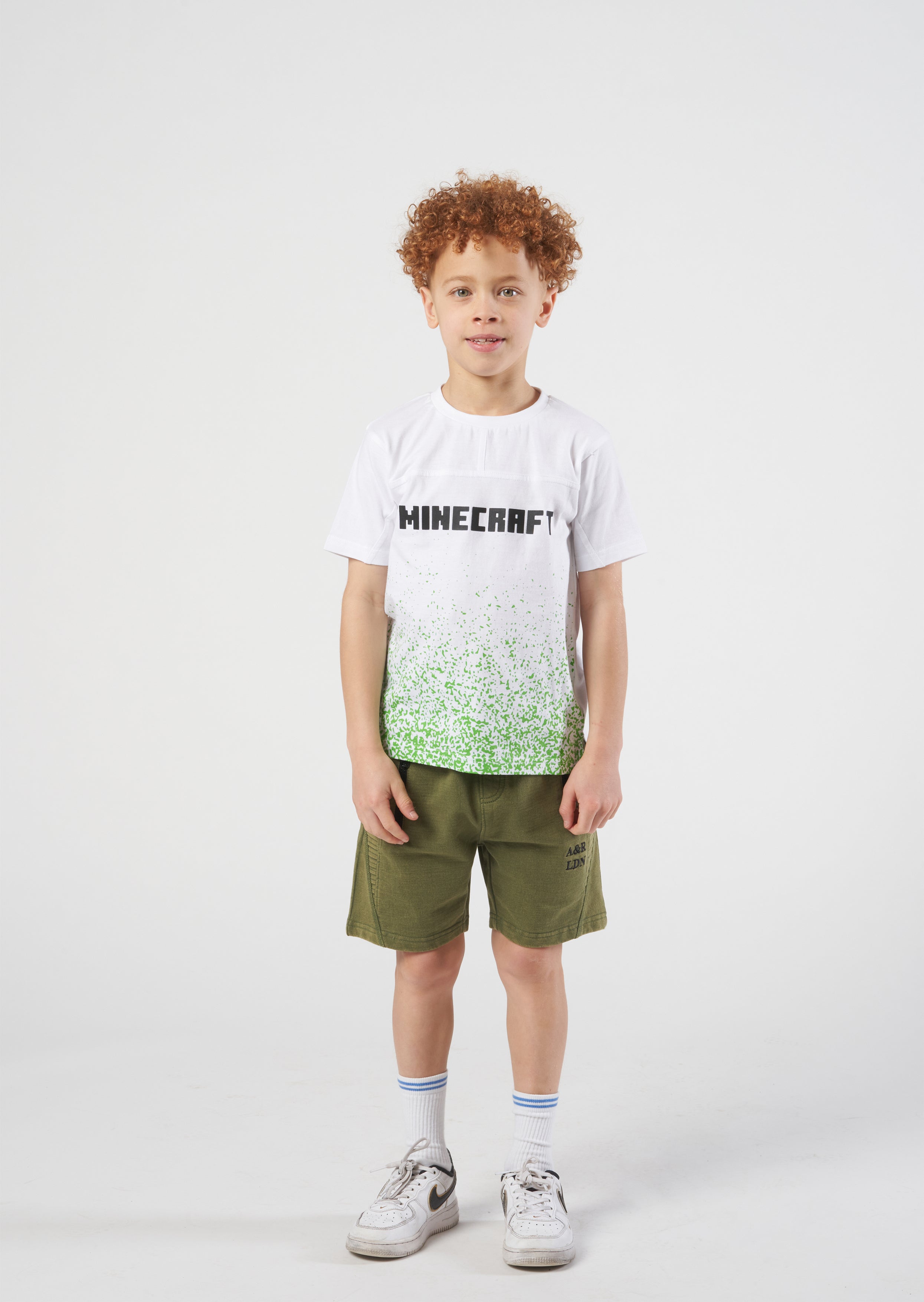 Boys Acid Wash Cotton Green Shorts