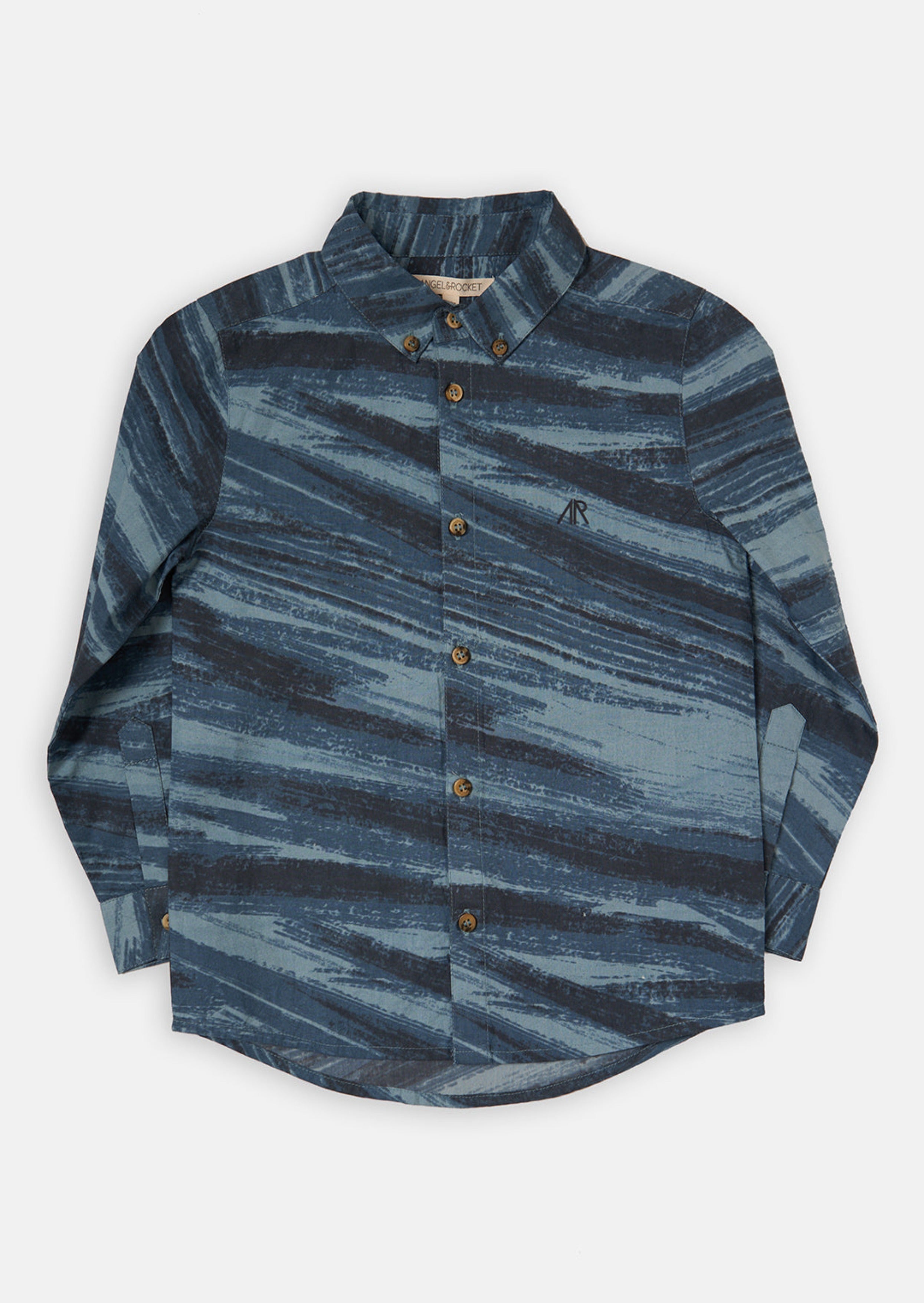 Boys Unique Printed Full Sleeves Cotton Blue Shirt