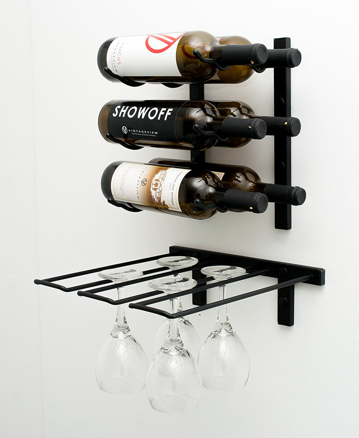 Black) Wallniture Piccola Under Cabinet Wine Rack And Wine Glass Holder  Bottle Organiser And Stemware Storage With Bottle Holder Metal Black 