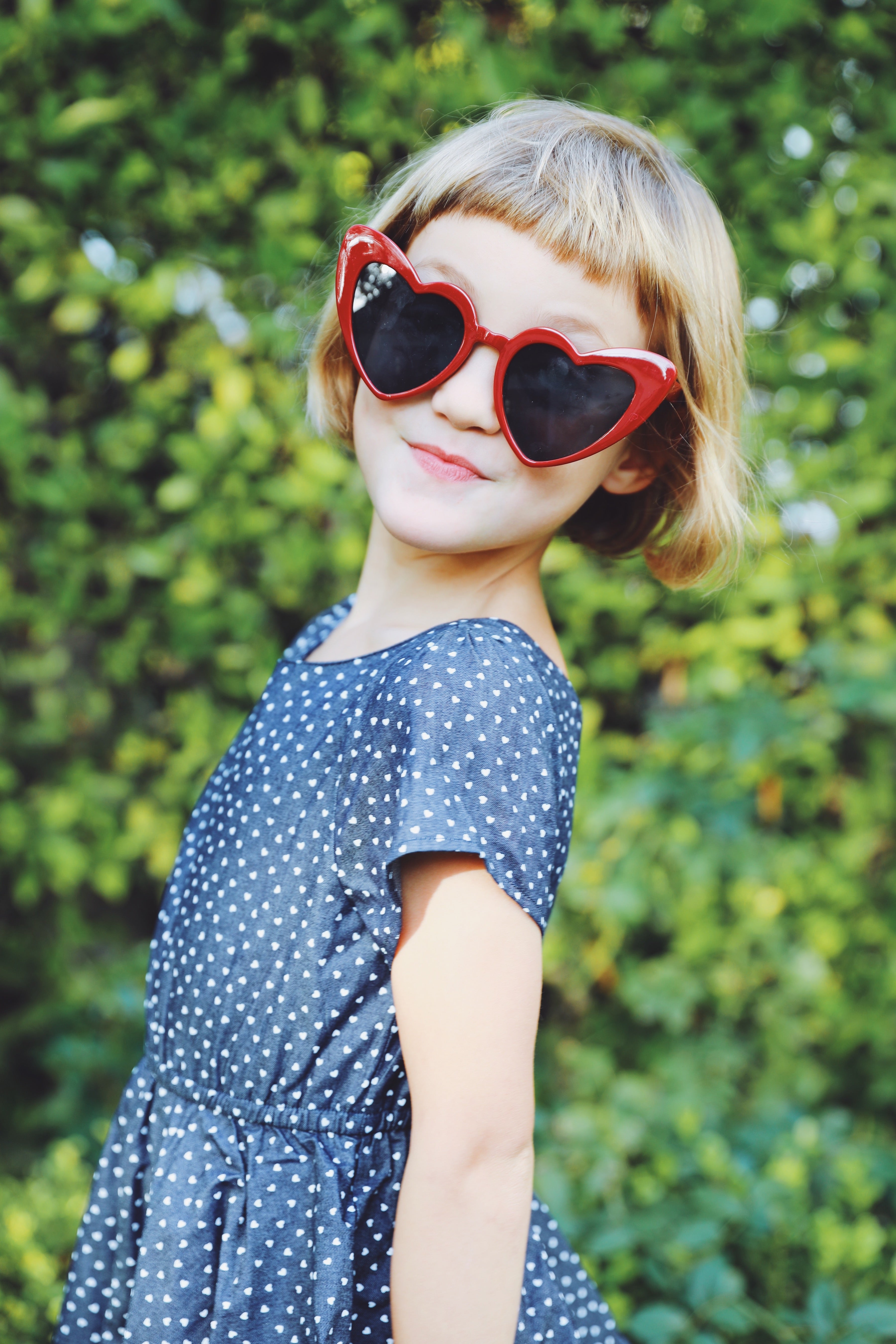 HEART DRESS: boat neck: blue with white playful hearts