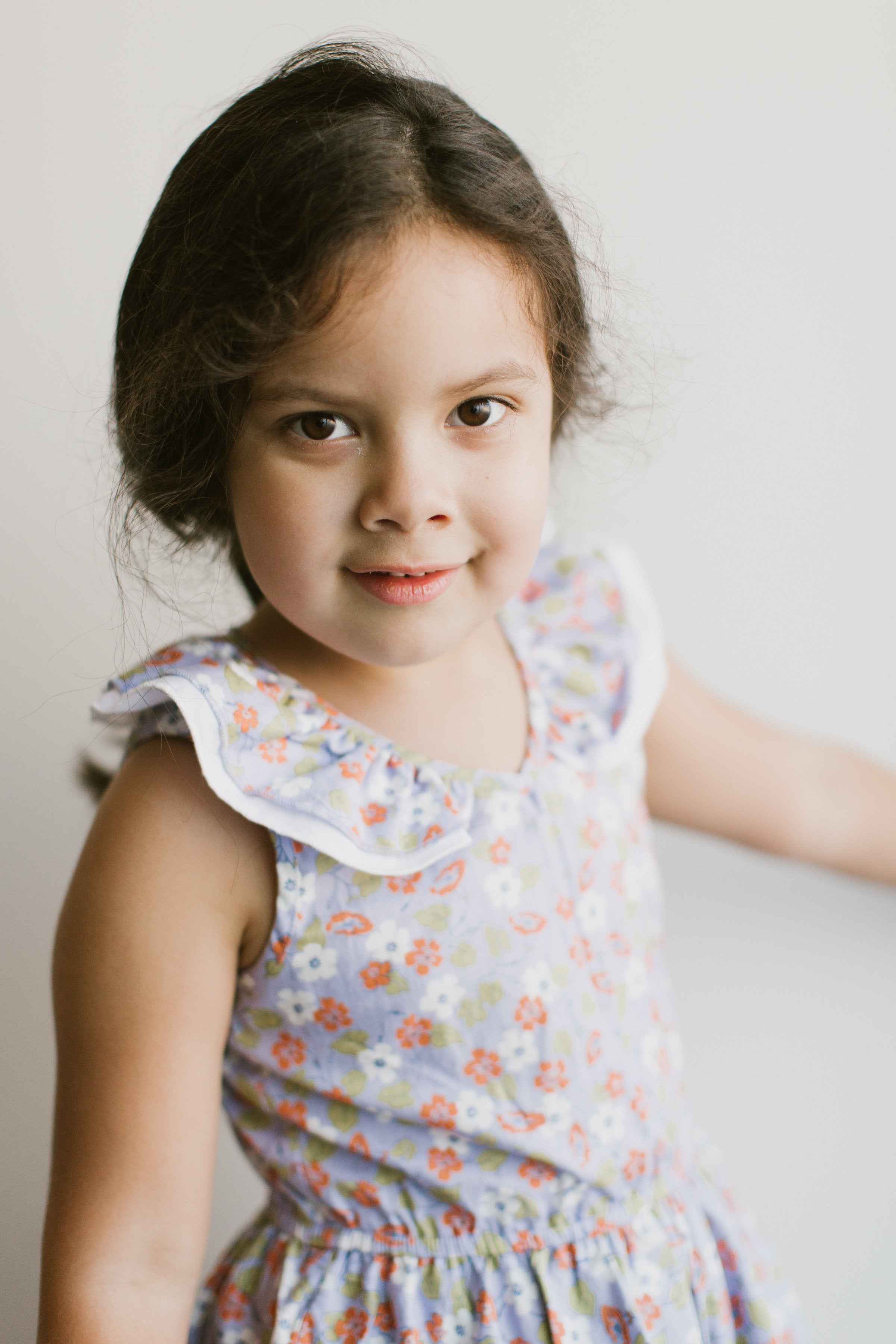 purple floral double ruffle