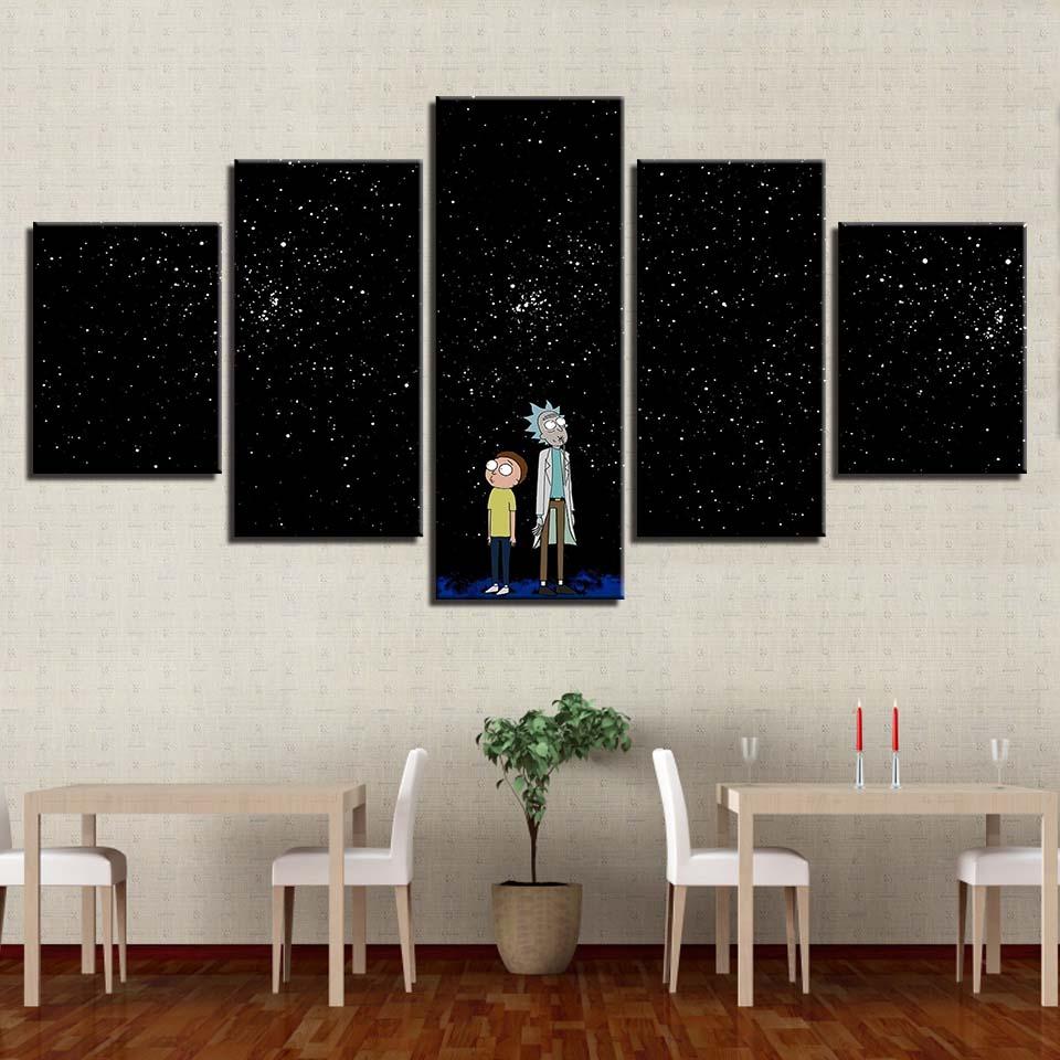 Rick And Morty 5 Piece Hd Multi Panel Canvas Wall Art Frame Oppbrand