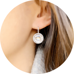 elegant cascading white topaz leverback earrings with diamonds