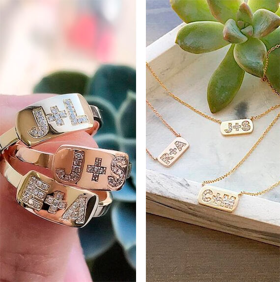 personalized initial plaque rings