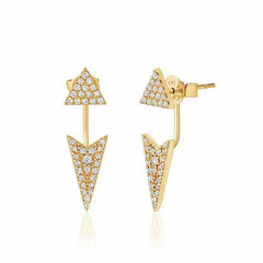 triangle and arrowhead ear jackets with diamonds in yellow gold