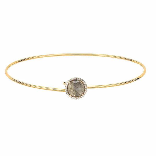 Rosie Labradorite & Diamond Hook Bangle Bracelet recommended by Tess DiNapoli on Levi Keswick.