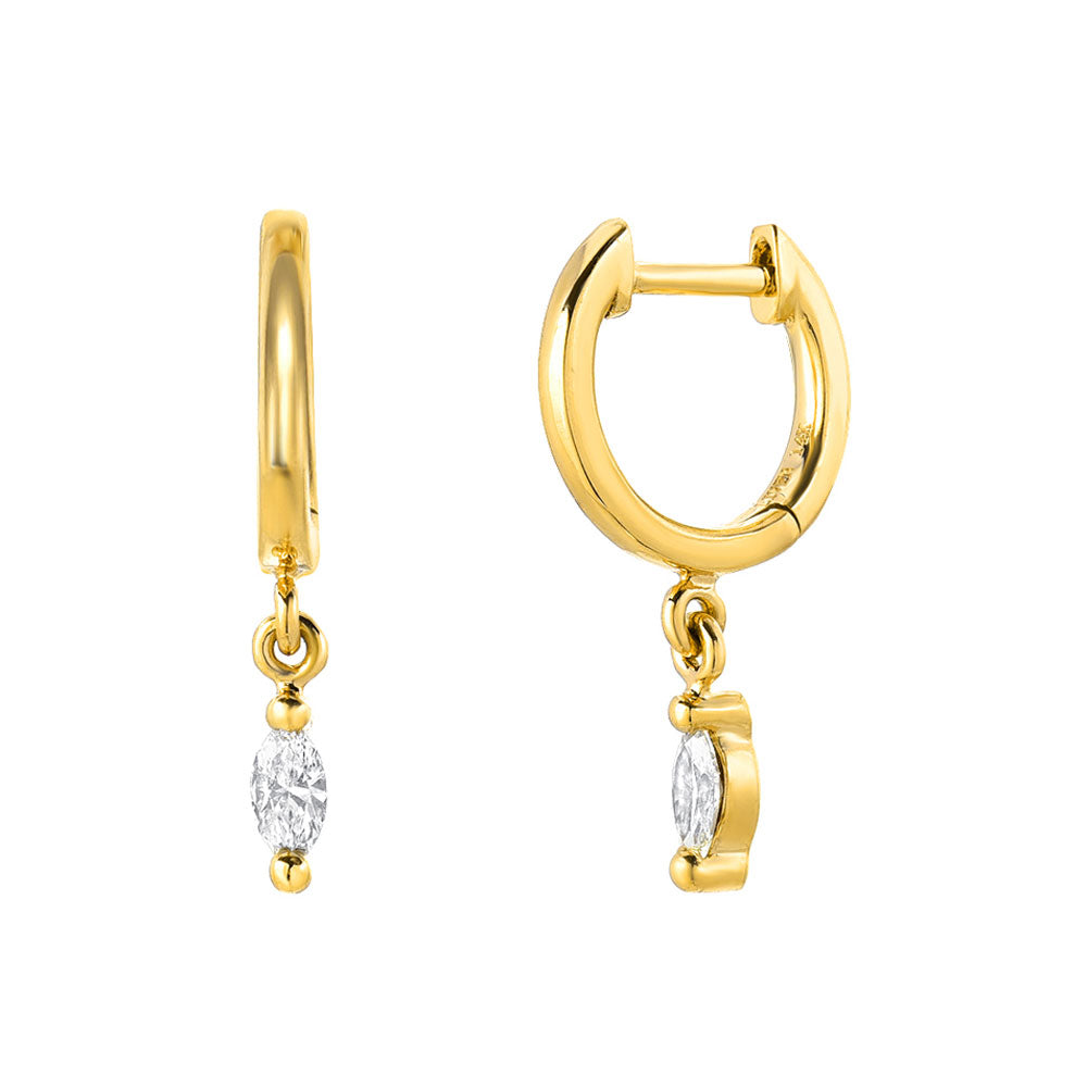 Petite Marquise Diamond Huggies | Diamond Drop Hoops | Liven Jewels ...